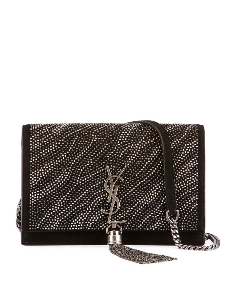 Saint Laurent Kate Zebra Crystal-Beaded Tassel Chain Crossbody Bag