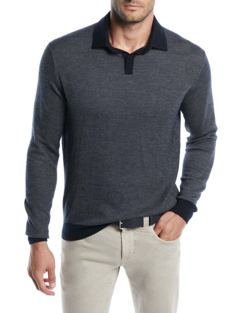 Loro Piana Men's Dalston Cashmere-Wool Polo Shirt