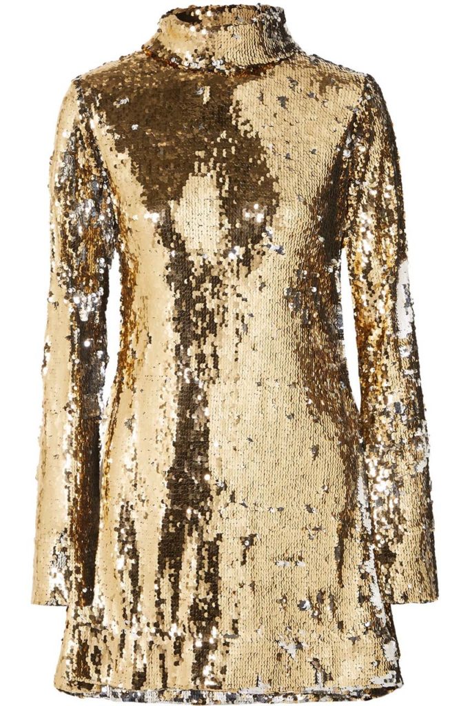 HALPERN Sequined tulle turtleneck mini dress $2,150