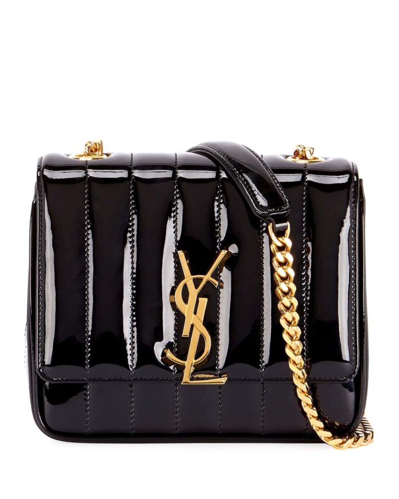 Saint Laurent Vicky Monogram YSL Small Quilted Patent Leather Crossbody Bag