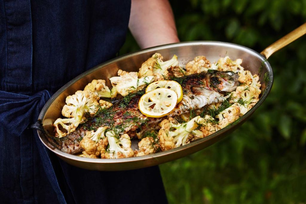 Stuffed Brook Trout with Pine Nuts and Roasted CauliflowerOPTION2