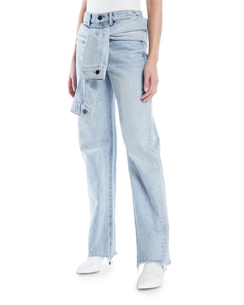 T by Alexander Wang Stack Tie-Front Wide-Leg Jeans