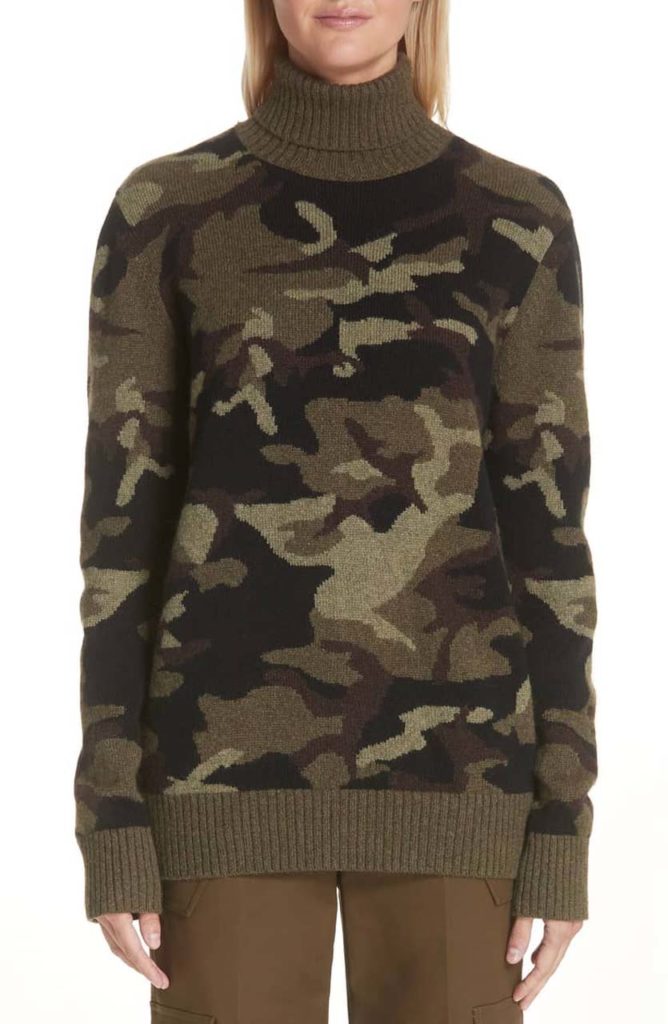 Michael Kors Camouflage Cashmere Turtleneck Sweater