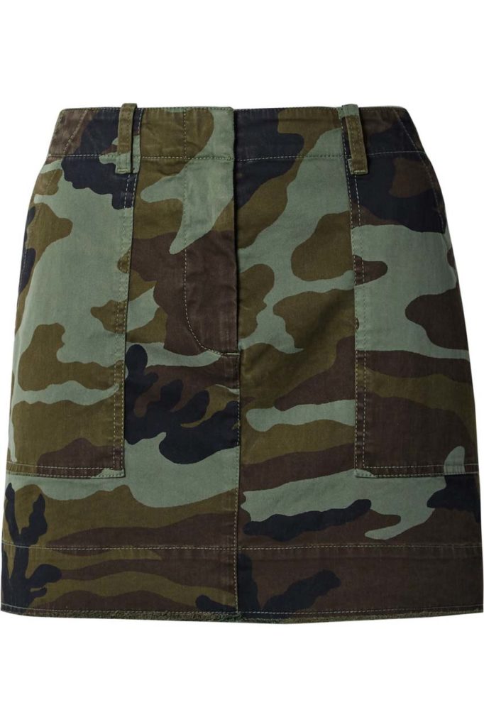 Nili Lotan Camouflage-Print Stretch-Cotton Mini Skirt