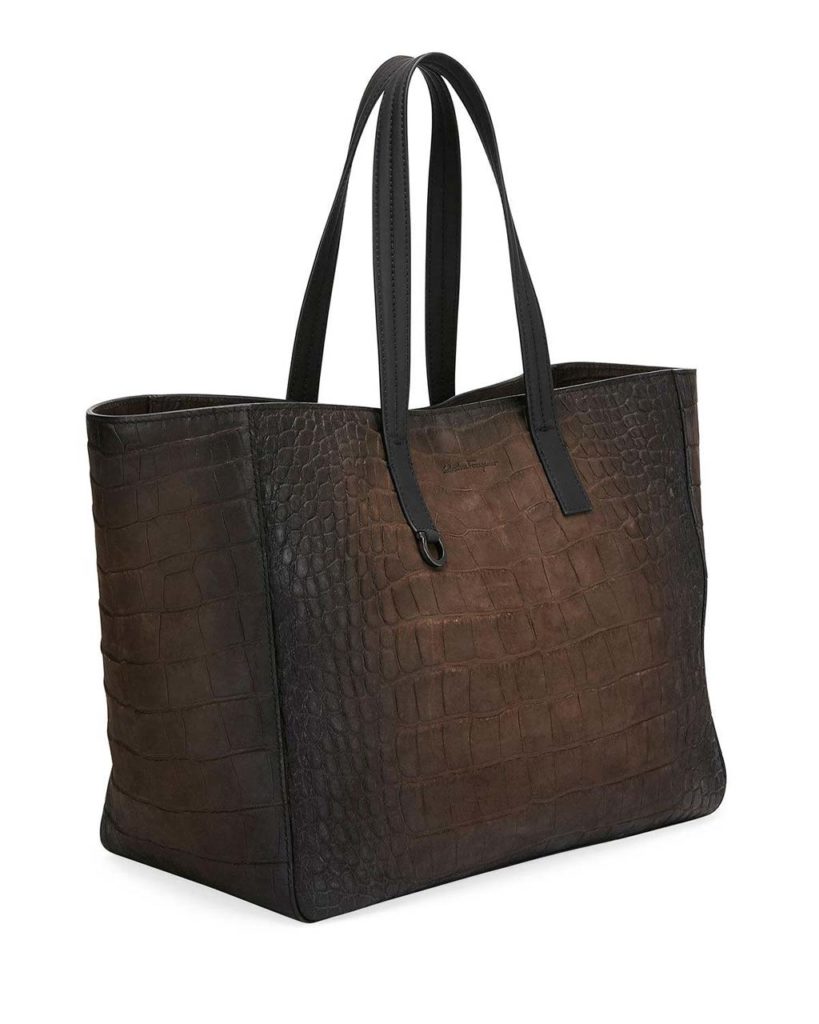 Salvatore Ferragamo Mens Firenze Animal Embossed Leather Shopper Tote_1