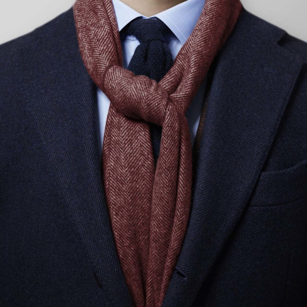 brown herringbone tweed scarf