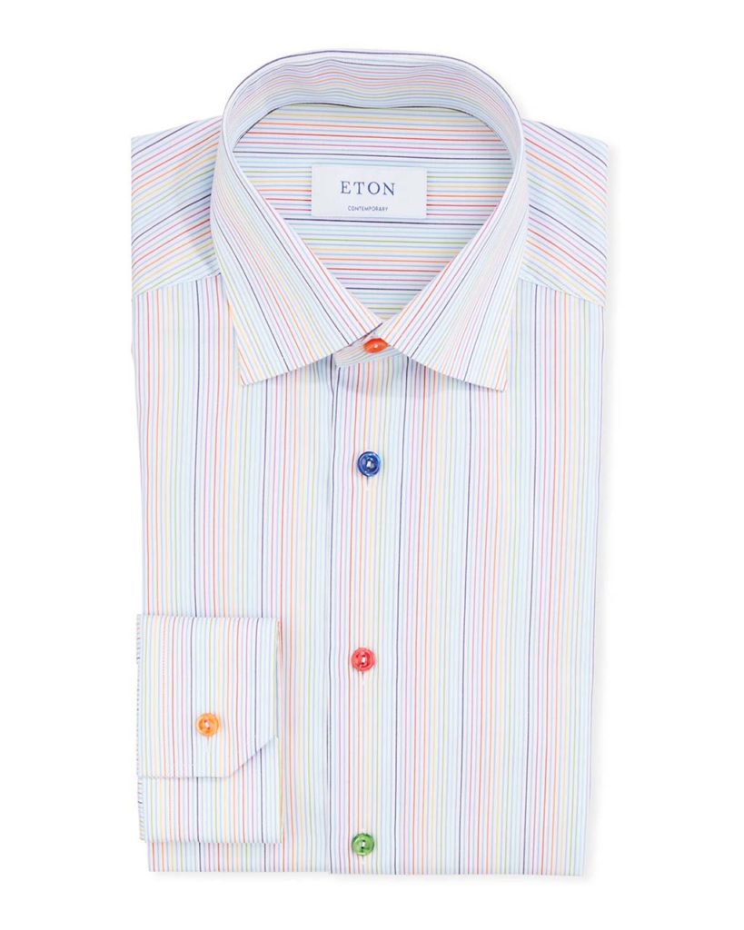 Eton Men's Rainbow-Striped Contemporary-Fit Dress Shirt