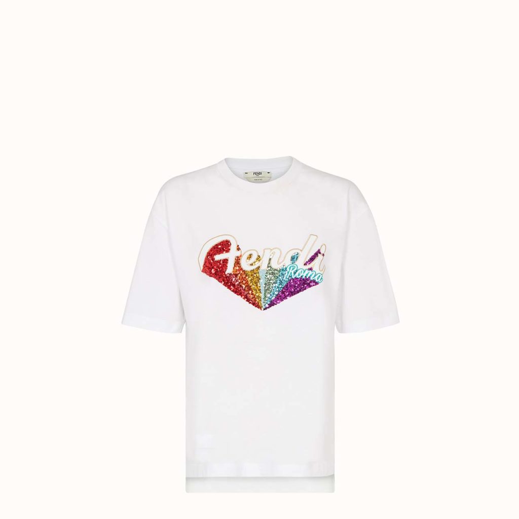 Fendi Rainbow Logo Sequin T-Shirt