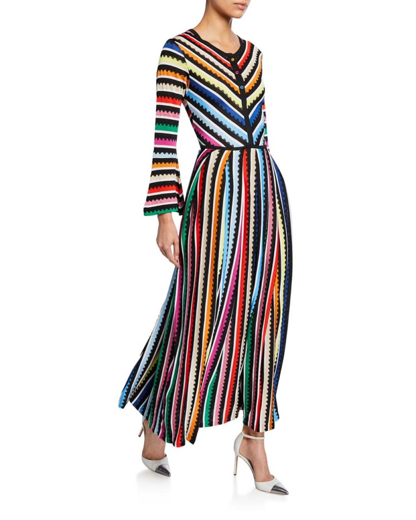 Mary Katrantzou Long-Sleeve Rainbow Striped Dress_1