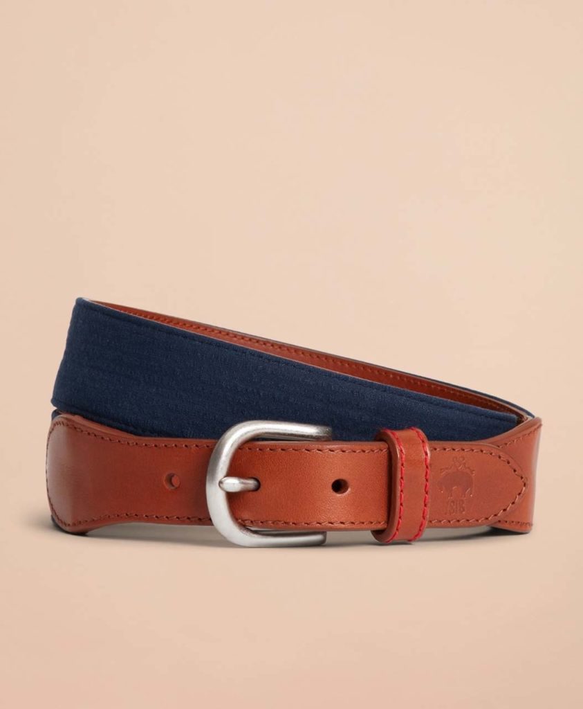 Brooks Brothers Seersucker Leather Belt