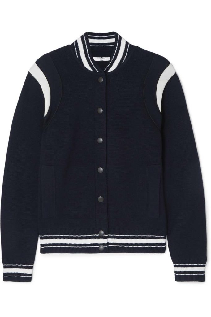 Givenchy Appliquéd Striped Wool-Blend Bomber Jacket
