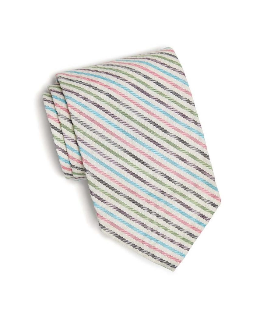 Todd Snyder Cotton Multi Stripe Seersucker Tie