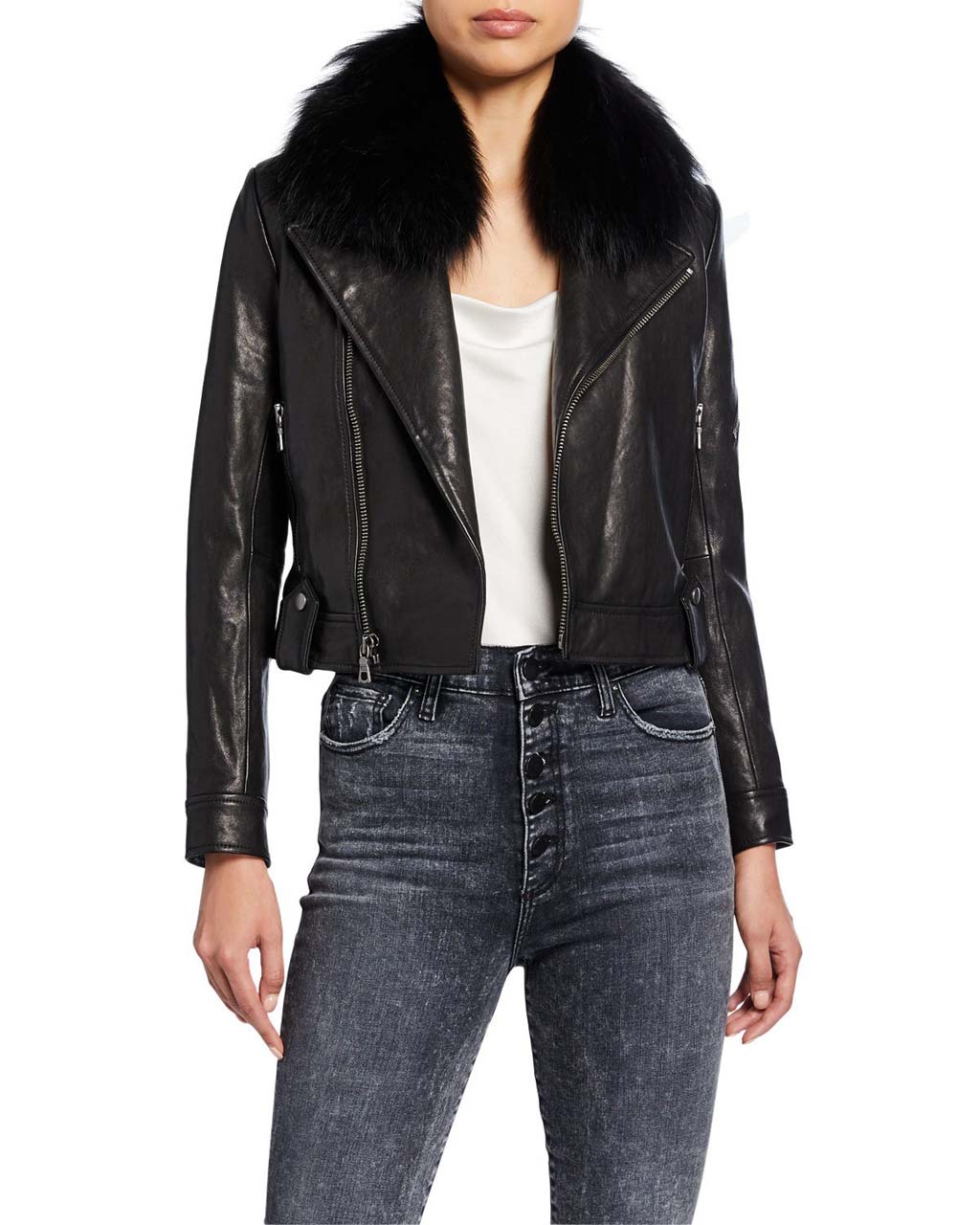 Alice & Olivia Derose Leather Jacket