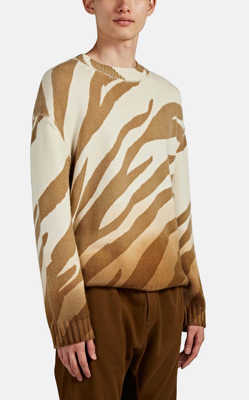 Prabal Gurung Tiger-Striped Ombré Cashmere Sweater