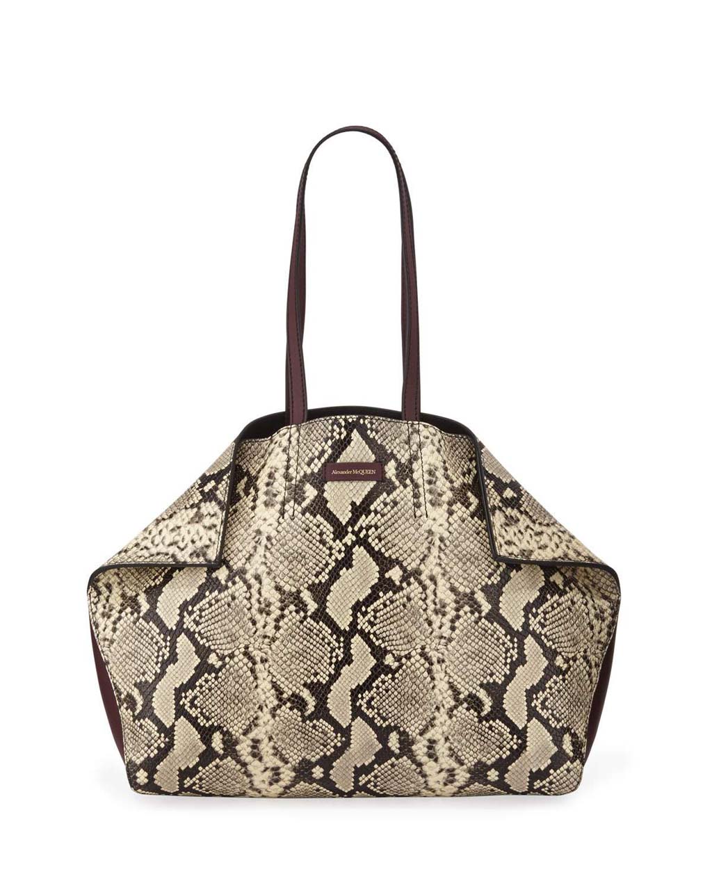 Alexander McQueen Large Butterfly Snake-Print Leather Tote Bag