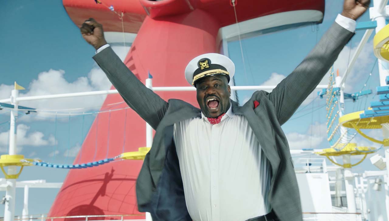 Shaquille O'Neal aboard a Carnival cruise ship. Credit: Carnival Cruise Lines.