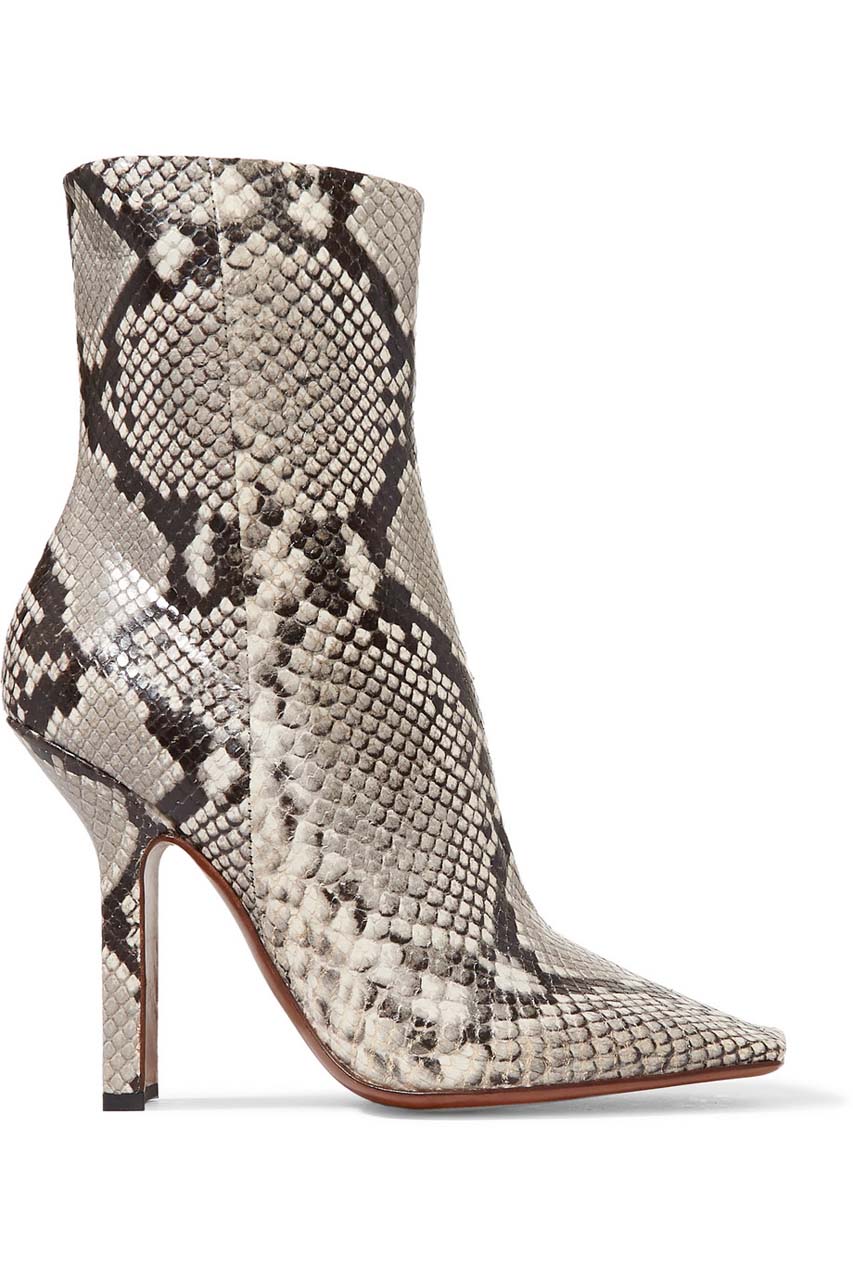 Vetements Boomerang Snake-Effect Leather Ankle Boots